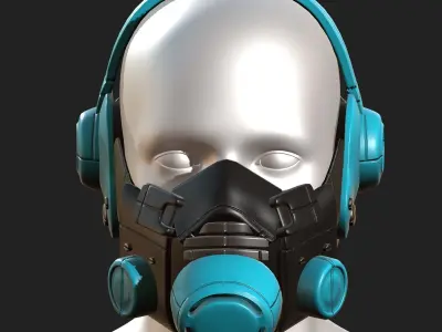 Gas mask helmet 3d model military combat  Low-poly 3D model 3