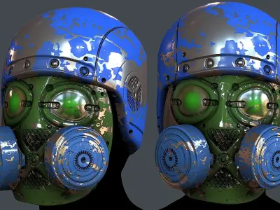 Gas mask helmet 3d model scifi Low-poly Low-poly 3D model 25