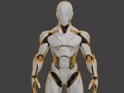 Sci-Fi Cybernetic Android Soldier Futuristic Robot Low-poly 3D model