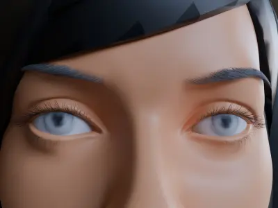 Base Mesh Eyelashes Eyebrows Girl Face  Low-poly 3D model