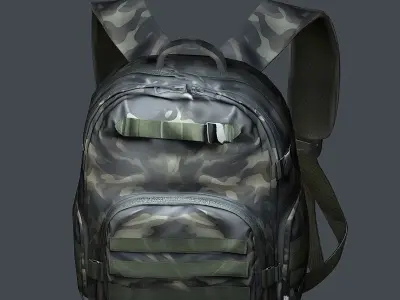 Backpack military combat Black baggage bag luggage Low-poly 3D model 2