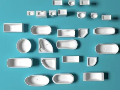 Bathtubs and sinks Low-poly 3D model