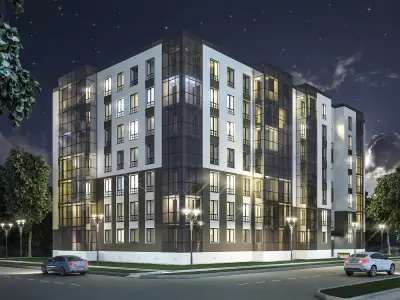 Apartment brick building 3D model
