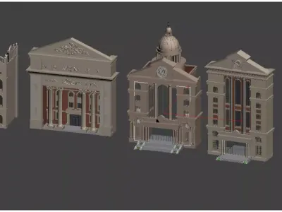 European classical and neoclassical style architecture 3D model