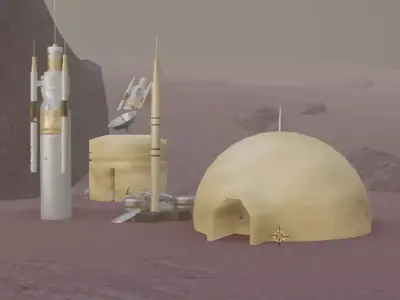  Tatooine inspired Martian colony 3D model