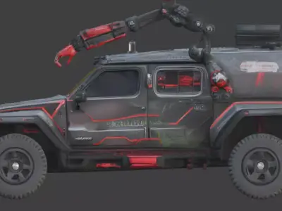 Cyberpunk Industrial Utility Vehicle 3D Model Low-poly 3D model