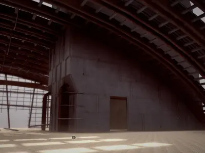 Convention Center Destroyed Low-poly 3D model