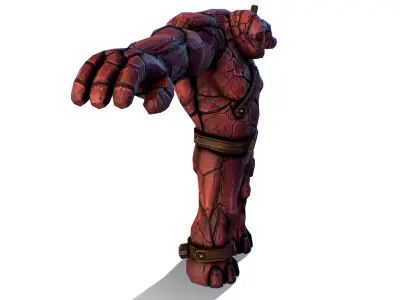 Big Red Stone Golem Monster Giant Mining Heroes Rock Low-poly 3D model