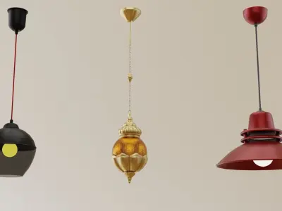 Ceiling Lamp Low-poly 3D model 9