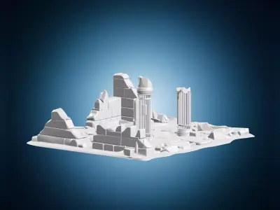 Ancient Temple Pillars Display Base 3D print model