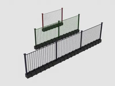 Iron Fence Low-poly 3D model