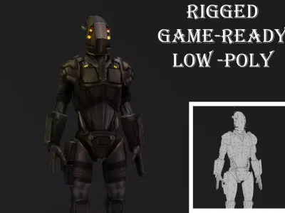 Atlas Combat Mech Sci-Fi Robot 3D Model Rigged Low-poly 3D model