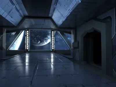 scifi sci fi blender interior corridor hallway futuristic pbr  3D model