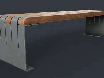 Modern Outdoor Bench 21 PBR Game Ready Low-poly 3D model