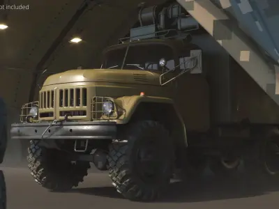 Heavy Military Truck with Box Van Rigged for Cinema 4D 3D model