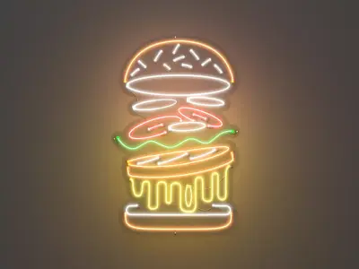 Burger 2 - Neon Sign 3D model