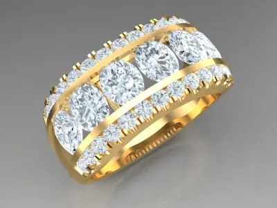 Light Gold Diamond Men Ring 2MR002 3D model
