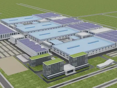 Modern Industrial Factory Park 3D model