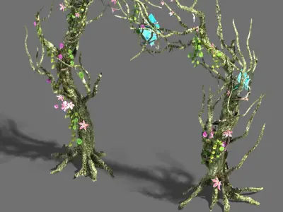 Wizard forest - tree door - tree light 3D model