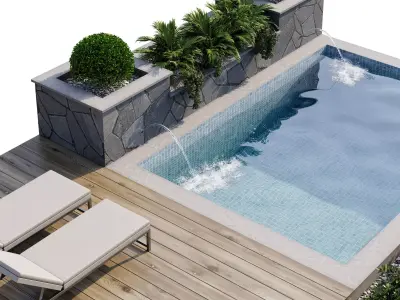 Backyard and Landscape with Pool 12 3D model