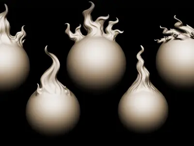 Zbrush and Blender 20 Flames Brushes 3D model