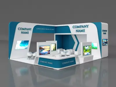 Booth Exhibition Stand Stall 12x8m Height 450 cm 4 Side Open 3D model