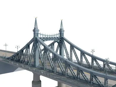 Suspension Type Balanced Cantilever Bridge Low-poly 3D model