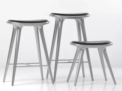 H L S three stools with metal legs 3D model