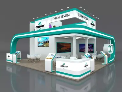 Exhibition Stand Booth Stall 9x9m Height 500 cm 4 Side Open 3D model