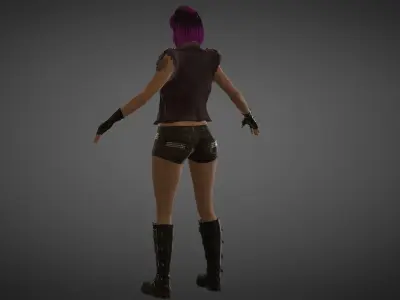 Cyberpunk Girl Low-poly 3D model