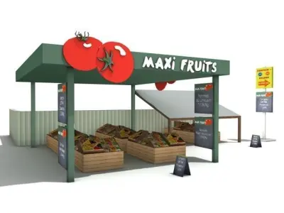 farmers market stand 3D model