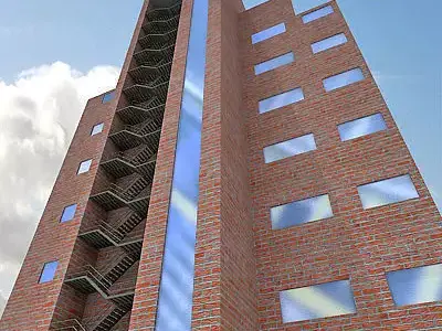 Modern Red Brick Building 62 3D model