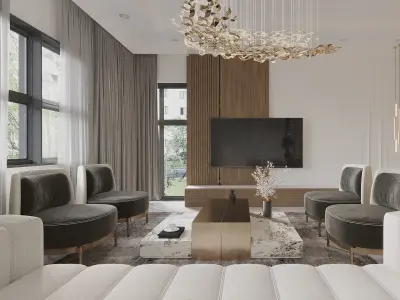 NEW CLASSIC LIVING ROOM Low-poly 3D model