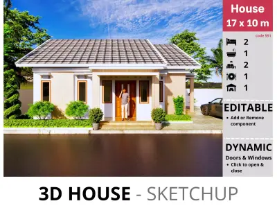 House 17x10m code 551 - Sketchup 3D model 3D model 3D model
