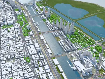 Buenos Aires City 40km Low-poly 3D model