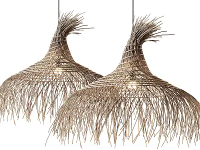 Modern Rattan Hat Pendant 3D model