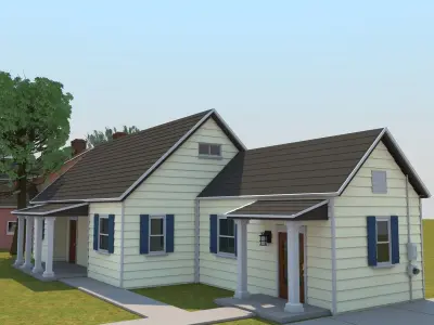 Neighborhood house with tree 3D model