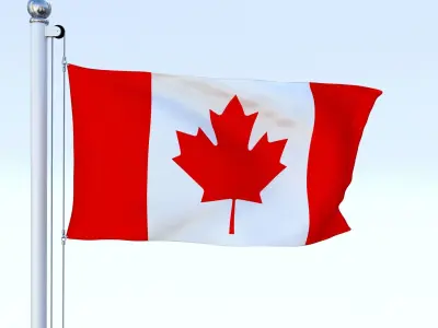 Animated Canadian Flag Low-poly 3D model