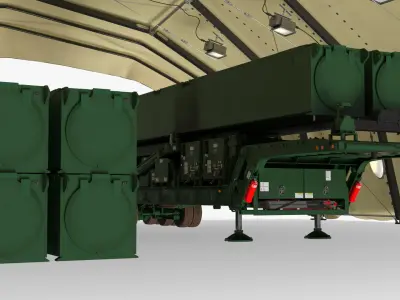 LRHW Missile Trailer with Camouflage Tent Green 