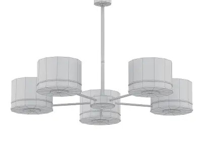 SL024 five light chandelier in gold with shades 3D model