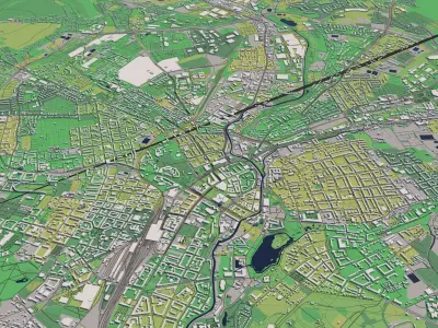 Chemnitz Germany 30x30km 3D City Map 3D model