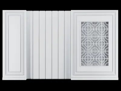 Panel door with gold pattern 3D model