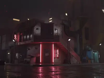 Cyberpunk City Scene Collection - Industrial Street 3D model