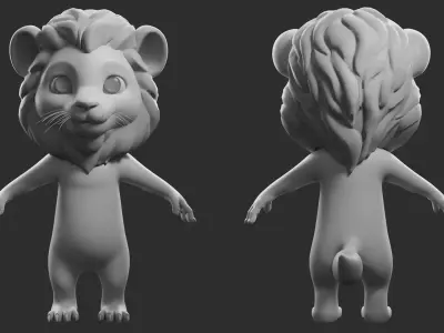 Cartoon Lion - Topology + UV Map