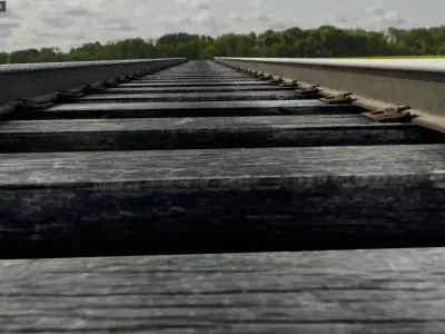 Railway Track Low Poly  Low-poly 3D model