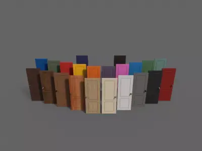 PBR Wood Door A3 Low-poly 3D model