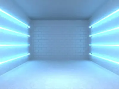 Neon sci fi studio scene background 3D model