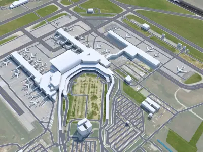 Budapest Airport 12km Low-poly 3D model