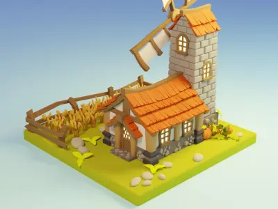 Farm house Low-poly 3D model get