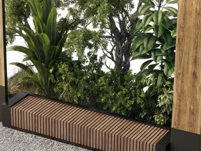 Urban Environment - Urban Furniture Bench with Plants Set 62  3D model